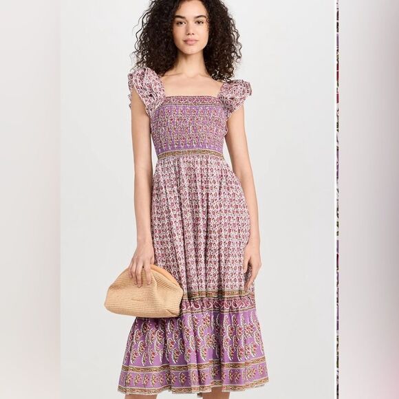 Mille Plus Olympic Heirloom Midi Dress mini floral Ruffle Cotton smocked Size XL - Picture 3 of 13